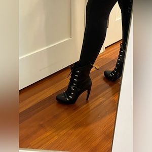 Sam Edelman lace up high heel moto boot